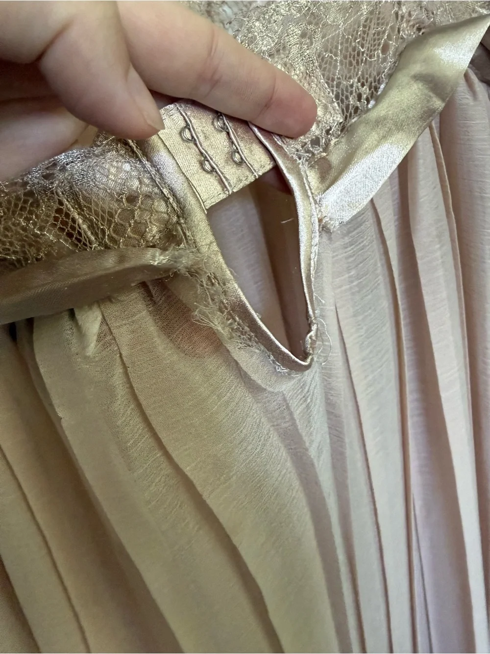 Daya Dusty Rose High-Low Chiffon Slip Dress w/Lace Trim Feminine Fairycore Sz S